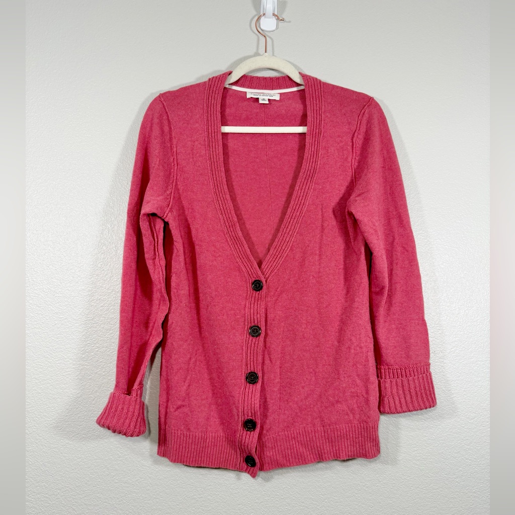 Banana Republic Cardigan Sweater Button Wool Cashmere Italian Yarn Pink Women M